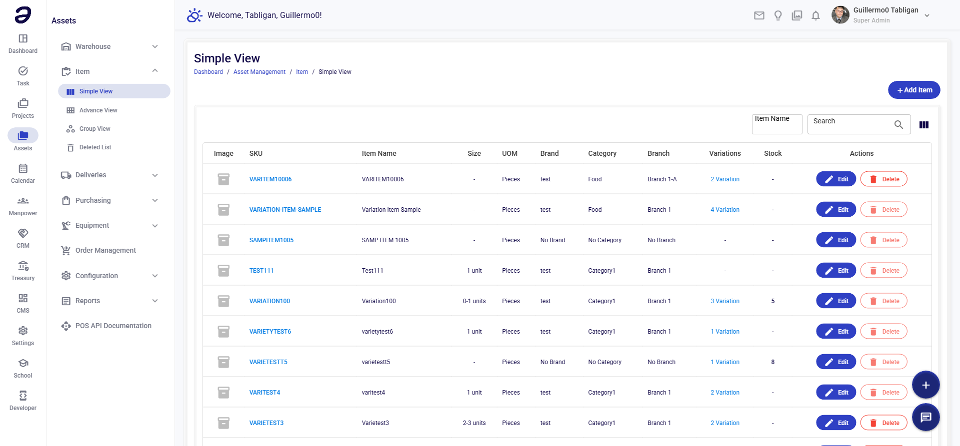 Assets - Simple Item View